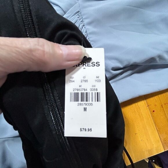 NWT black Express dress Medium adjustable spaghetti straps gathered at s… - Picture 6 of 7